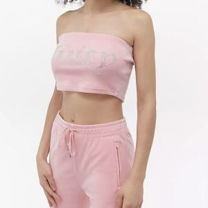 Juicy Couture Studded Juicy Logo Velour Tracksuits 7391 2pcs Women Suits Pink