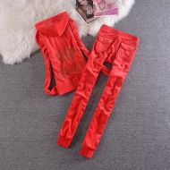 Juicy Couture Crown Juicy Velour Tracksuits 2209 2pcs Women Suits Red
