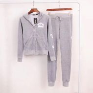 Juicy Couture Embroidery Juicy Crown Velour Tracksuits 2225 2pcs Women Suits Grey