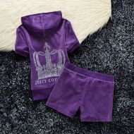 Juicy Couture Studded Crown Velour Tracksuits 609 2pcs Women Suits Purple