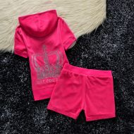 Juicy Couture Studded Crown Velour Tracksuits 609 2pcs Women Suits Rose