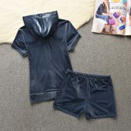 Juicy Couture Original Stripes Velour Tracksuits 652 2pcs Women Suits Grey
