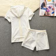 Juicy Couture Original Stripes Velour Tracksuits 652 2pcs Women Suits White